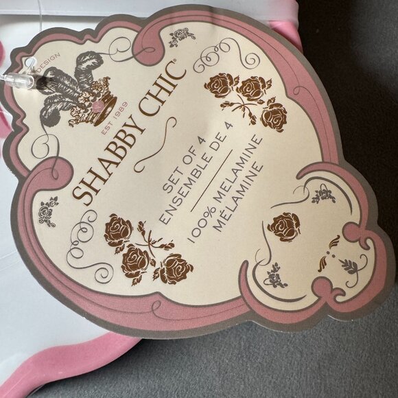 Shabby Chic Pink Bow Melamine Salad/Dessert Plates - Set of 4 NWT - Picture 2 of 7